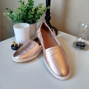 Fitflop Siren Leather Espadrilles, Flats, Rose Gold, Size 7.5, NIB